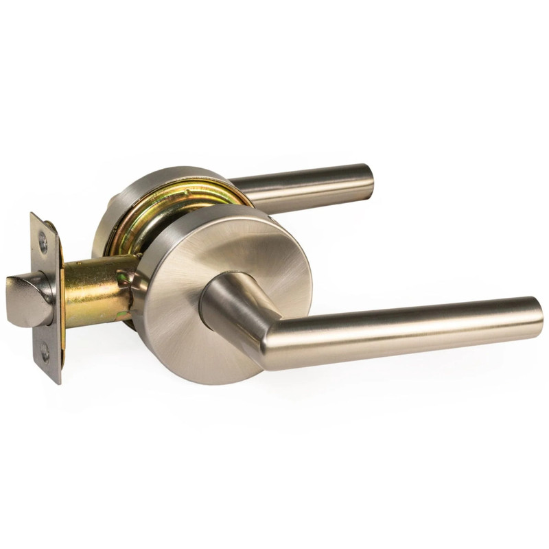 Bridwell Series Straight Levers Satin Nickel Left or Right Passage